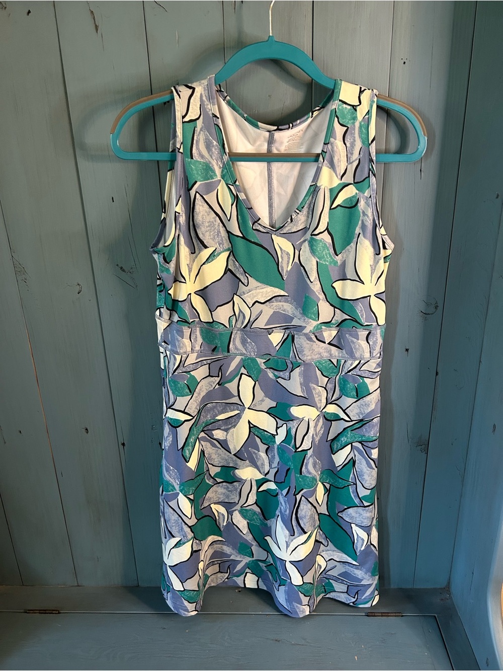 Jockey Out & About Floral V-Neck Midi Dress in Teal, Blue & Cream | Small